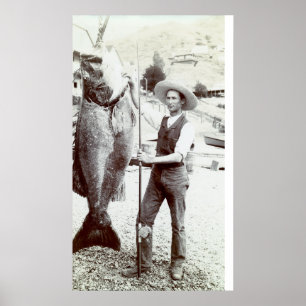 19th C. Fisherman and Goliath Grouper Poster