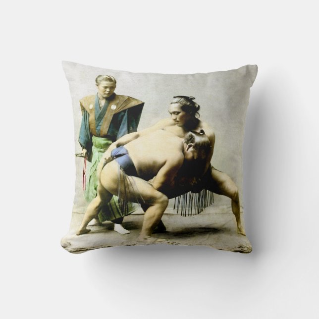 19th C. Japanese Wrestlers Cushion (Front)