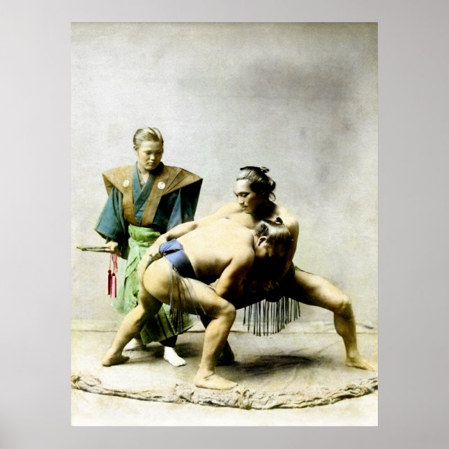 19th C. Japanese Wrestlers Poster (Front)
