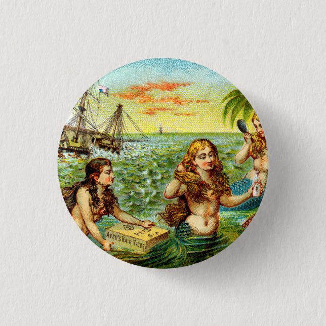 19th C. Mermaids 3 Cm Round Badge (Front)