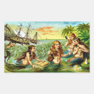 19th C. Mermaids Rectangular Sticker