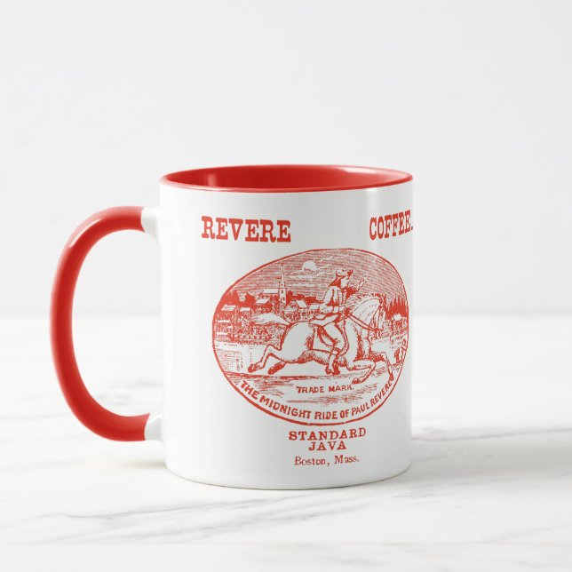 19th C. Revere Coffee of Boston, red Mug (Left)