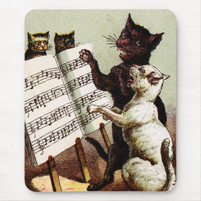 19th C. Singing Cats Mouse Mat (Front)