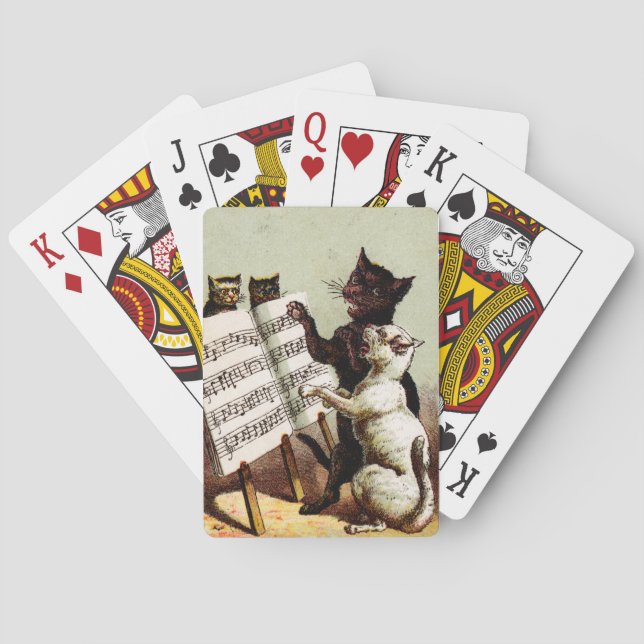 19th C. Singing Cats Playing Cards (Back)