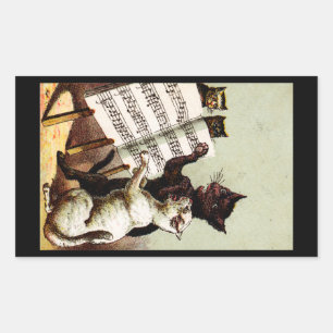 19th C. Singing Cats Rectangular Sticker