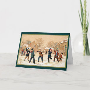 19th C. Snowball Fight Holiday Card