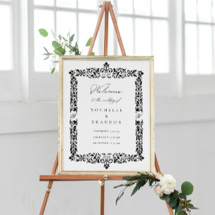 19th Century Antique Ornate Border Wedding Welcome Poster