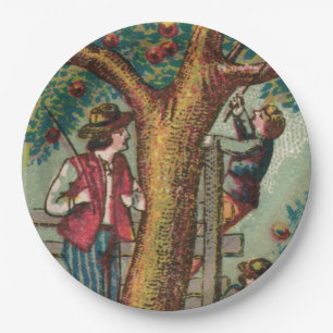 19th Century Apple Picking Picnic Plate