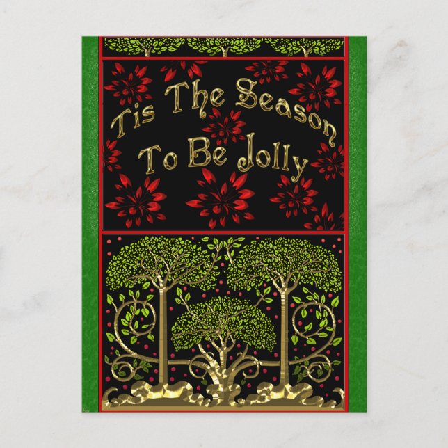 19th Century Arts and Crafts Inspired Christmas Holiday Postcard (Front)