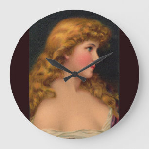 19th century beautiful woman with long hair large clock