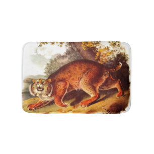 19th century bobcat print bath mat