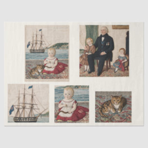 19th Century British Naval Family Decoupage Tissue Paper