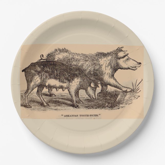 19th century farm animal print pigs paper plate (Front)