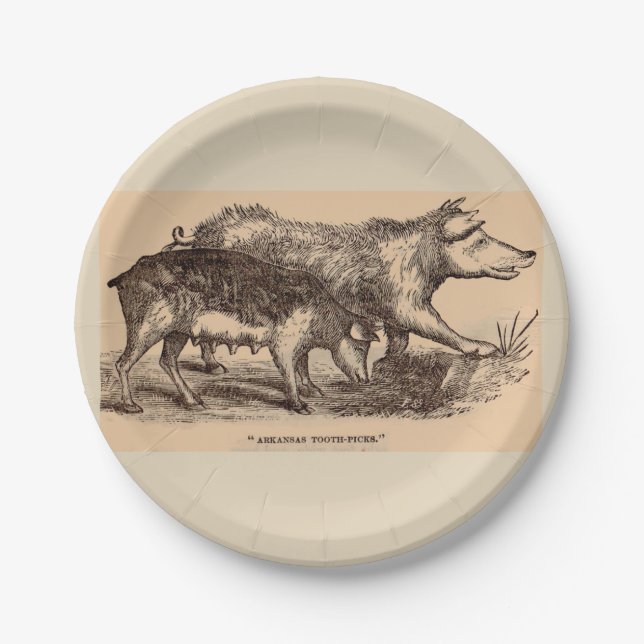 19th century farm animal print pigs paper plate (Front)