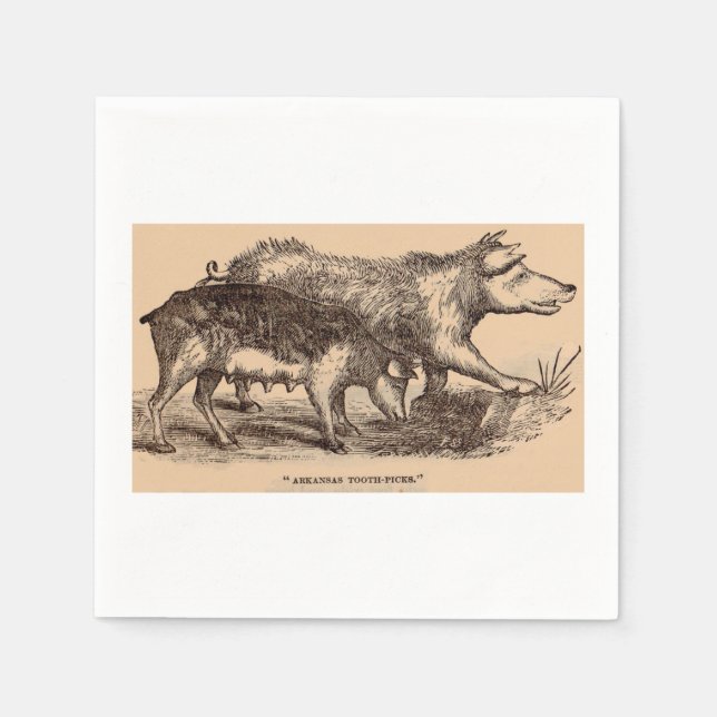 19th century farm animal print pigs print napkin (Front)