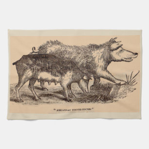 19th century farm animal print pigs tea towel