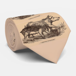 19th century farm animal print pigs tie