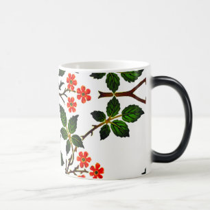 19th Century Floral Pattern Foliage Green Pink  Magic Mug