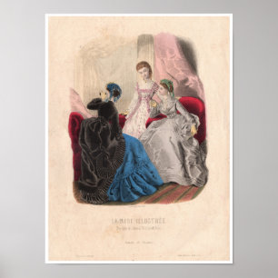 19th Century French Antique Fashion Illustration Poster