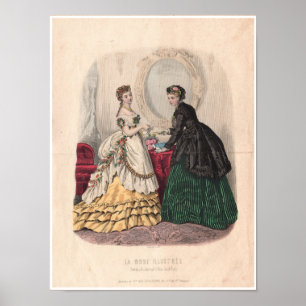 19th Century French Antique Fashion Illustration Poster