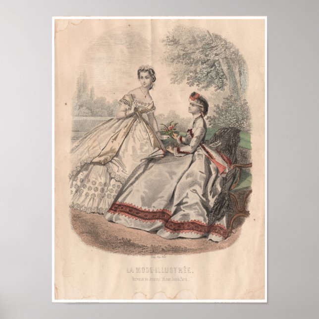 19th Century French Antique Fashion Illustration Poster (Front)