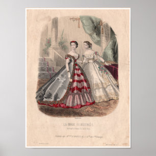 19th Century French Antique Fashion Illustration Poster