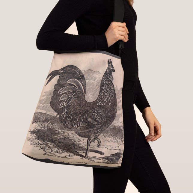 19th century Gallus Sonneratii rooster print Crossbody Bag (Close Up)