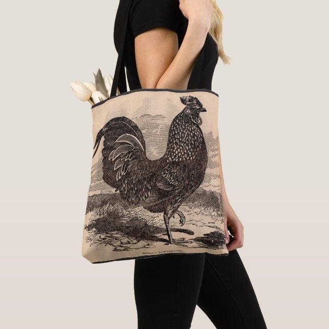 19th century Gallus Sonneratii rooster print Tote Bag (Close Up)