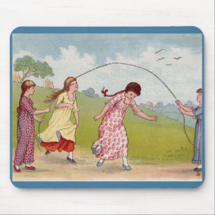 19th century girls playing jump rope mouse mat