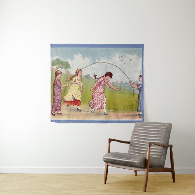 19th century girls playing jump rope tapestry (In Situ (Horizontal))
