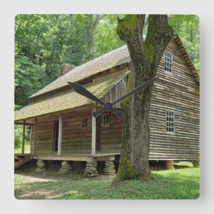 19th Century Home in Cades Cove, Tennessee Square Wall Clock