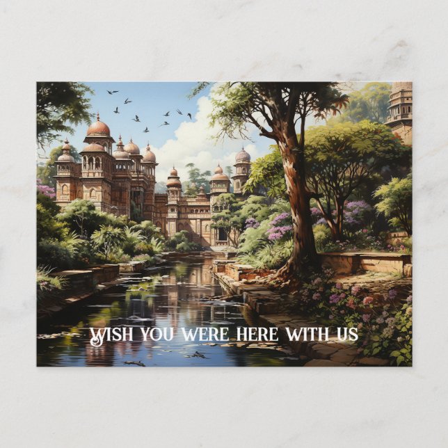 19th century Indian pleasure garden oil painting Postcard (Front)