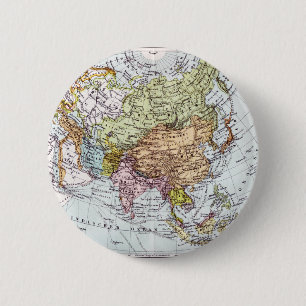 19th Century Map of Asia 6 Cm Round Badge