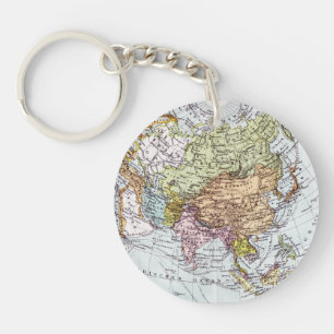 19th Century Map of Asia Key Ring