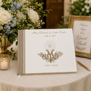 19th Century Marian Catholic Wedding Traditional Guest Book