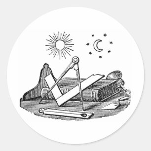 19th Century Masonic G Kenning Blockcut engraving Classic Round Sticker