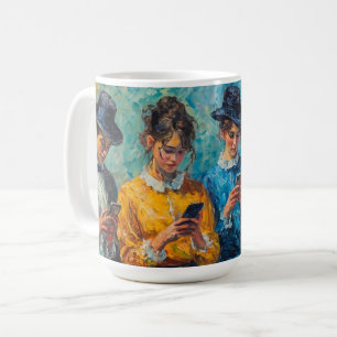 19th Century People Using Smartphones Coffee Mug