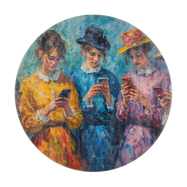 19th Century People Using Smartphones Cutting Board (Front)