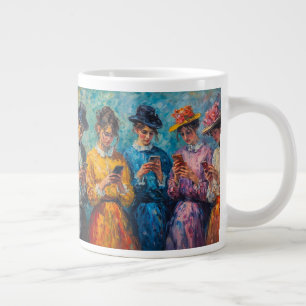 19th Century People Using Smartphones Large Coffee Mug