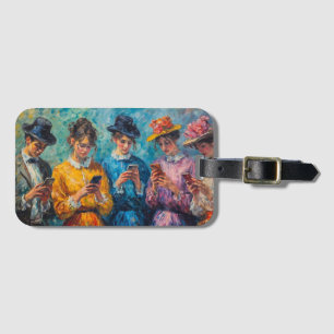 19th Century People Using Smartphones Luggage Tag