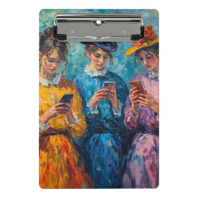 19th Century People Using Smartphones Mini Clipboard (Front)