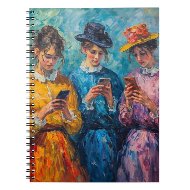 19th Century People Using Smartphones Notebook (Front)