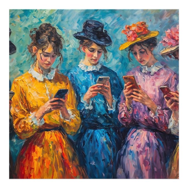 19th Century People Using Smartphones Photo Print (Front)