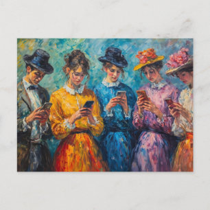 19th Century People Using Smartphones Postcard