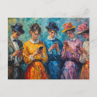 19th Century People Using Smartphones Postcard