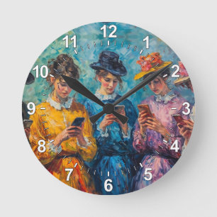 19th Century People Using Smartphones Round Clock