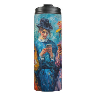 19th Century People Using Smartphones Thermal Tumbler
