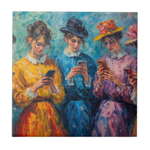 19th Century People Using Smartphones Tile