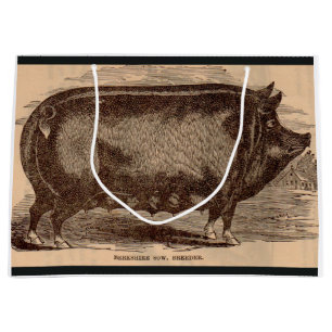 19th century pig print Berkshire sow no. 1 Large Gift Bag