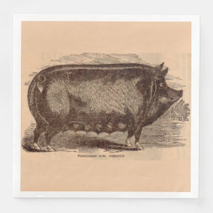 19th century pig print Berkshire sow no. 1 Napkin